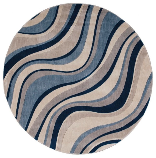 新中式圆形蓝灰白波纹图案地毯贴图