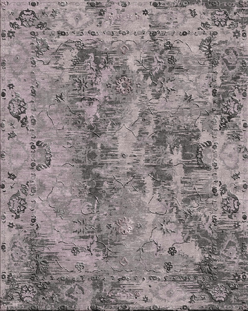 美式风格紫灰色抽象花纹图案地毯贴图-高端