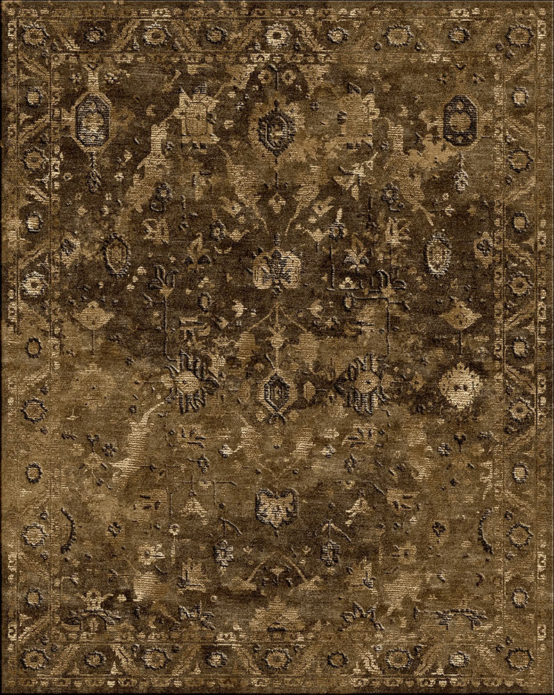 美式风格深浅咖色抽象花纹图案地毯贴图-高