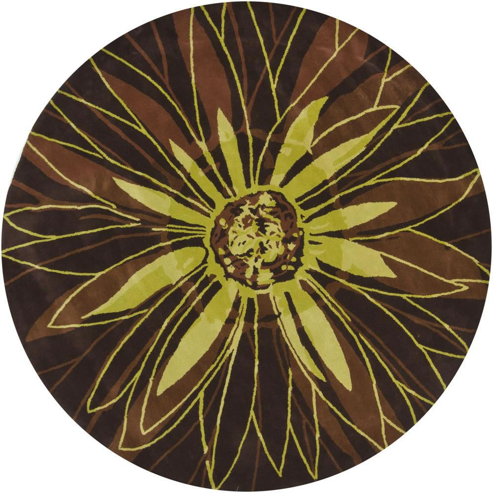 新中式圆形咖色花朵图案地毯贴图