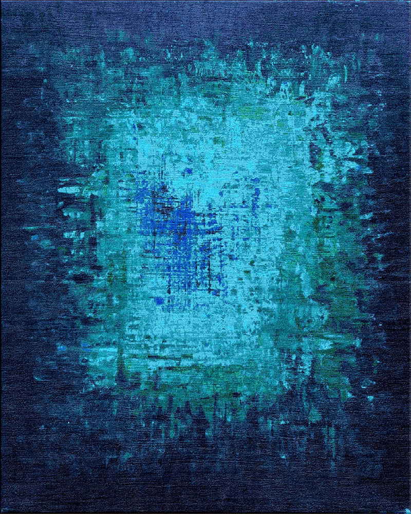 现代风格蓝青色抽象图案地毯贴图-高端定制