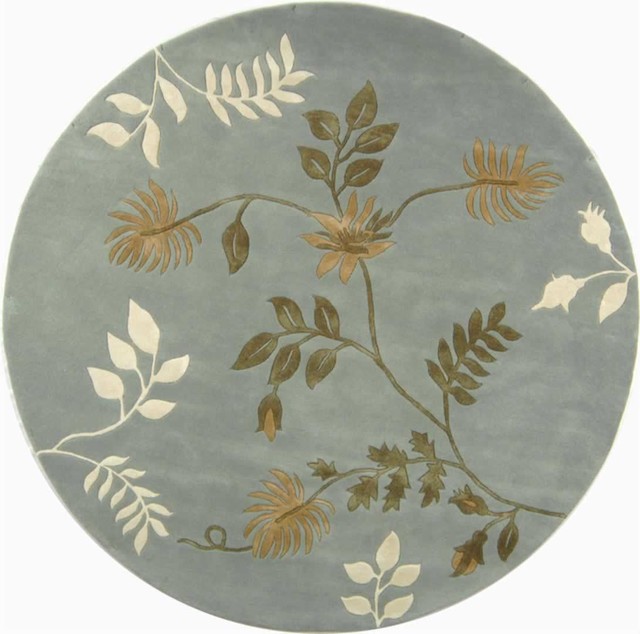 新中式圆形植物树枝图案地毯贴图