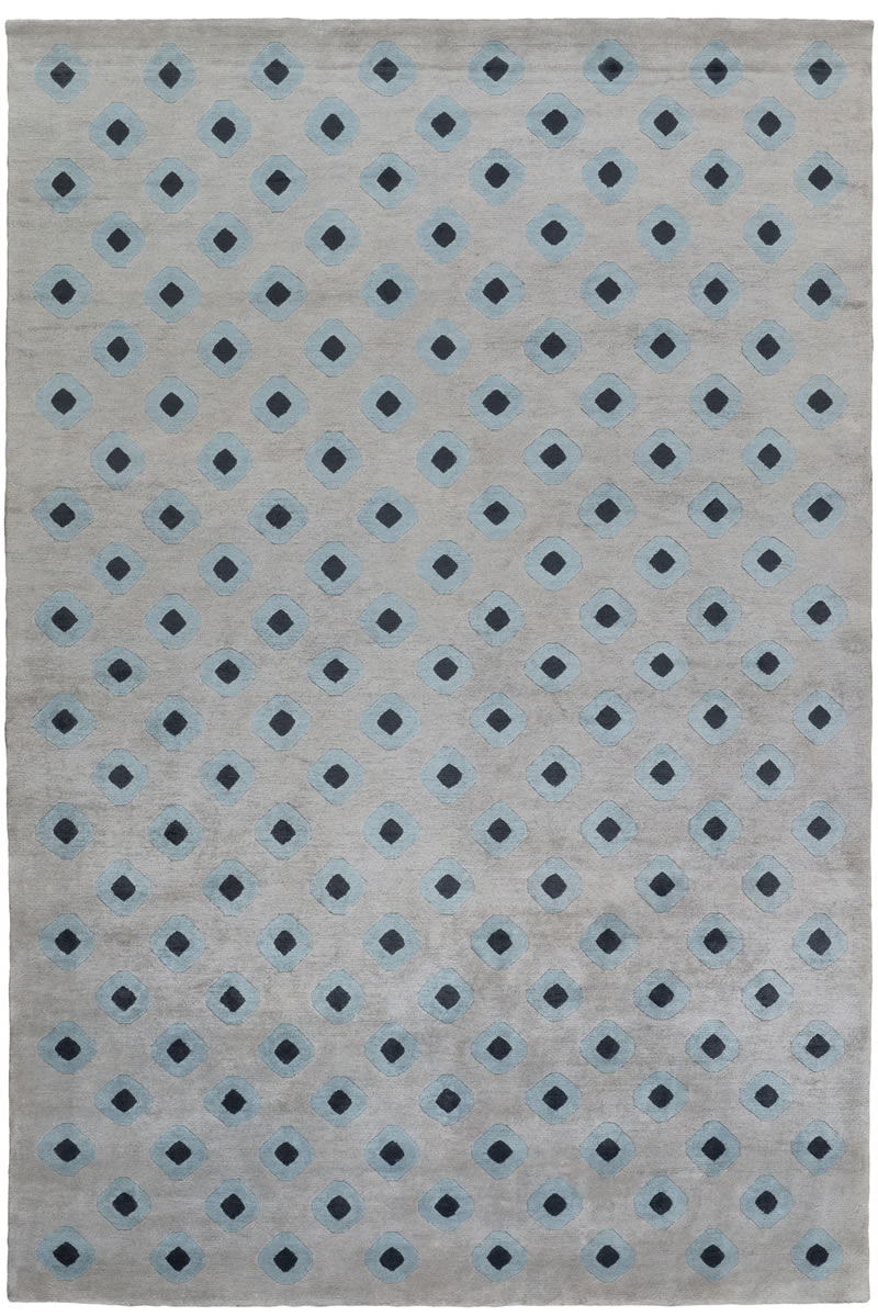 新中式灰色蓝黑点图案地毯贴图