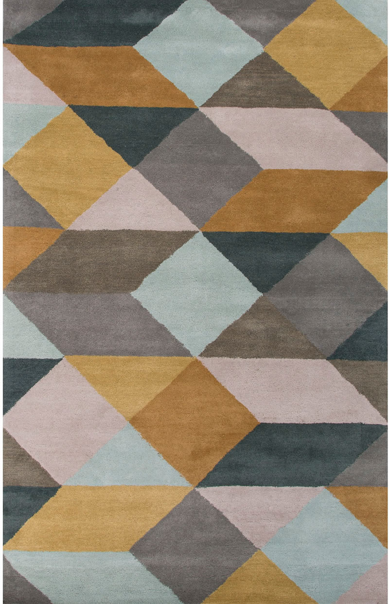 现代风格彩色几何色块图案地毯贴图