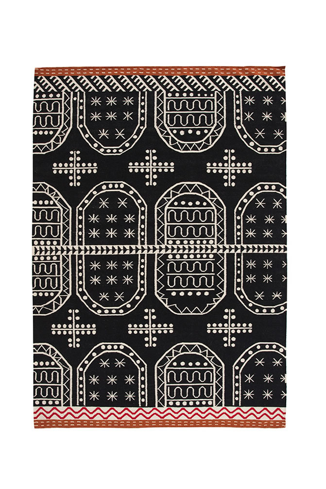 现代美式风格黑白几何图案地毯贴图