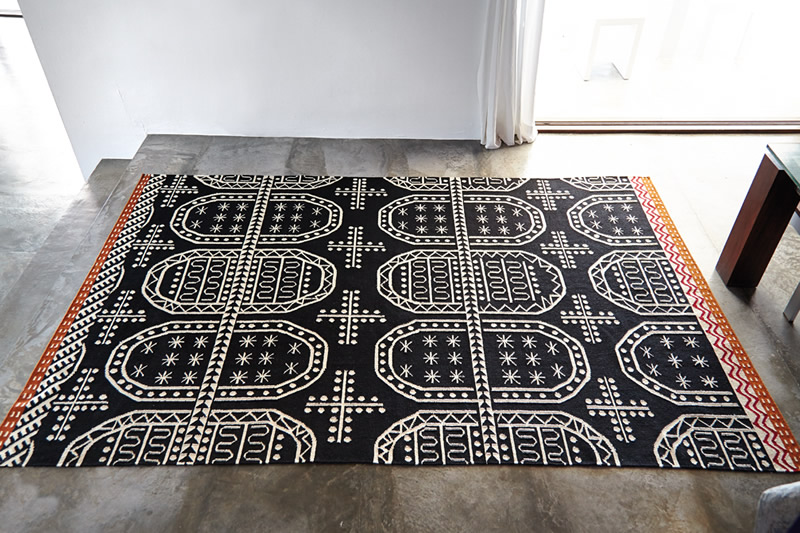 现代美式风格黑白几何图案地毯贴图