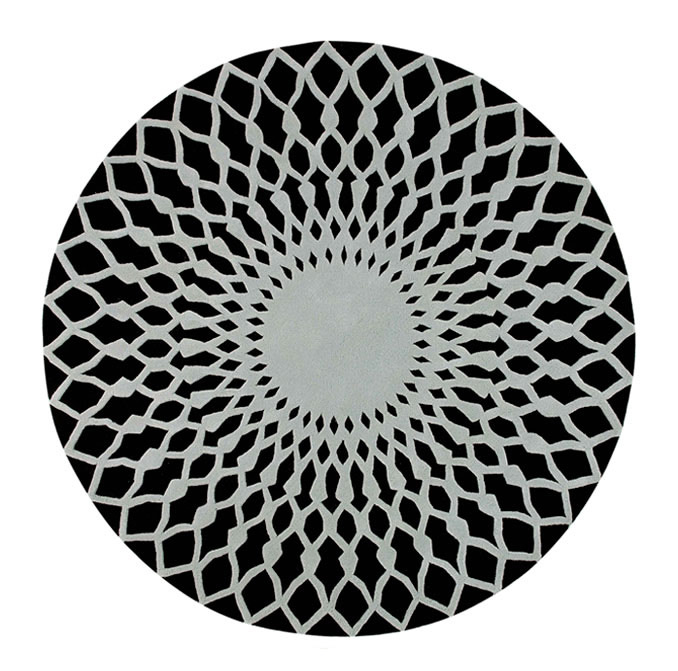 现代风格黑白圆形图案地毯贴图