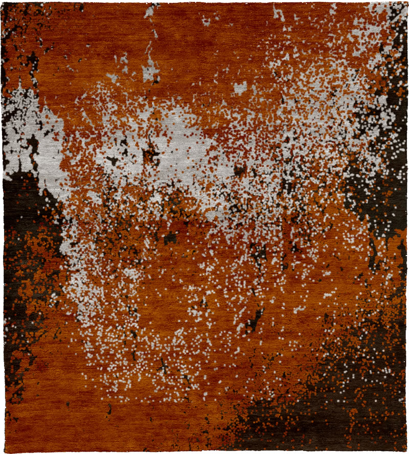 现代风格橘白色抽象图案地毯贴图-高端定制