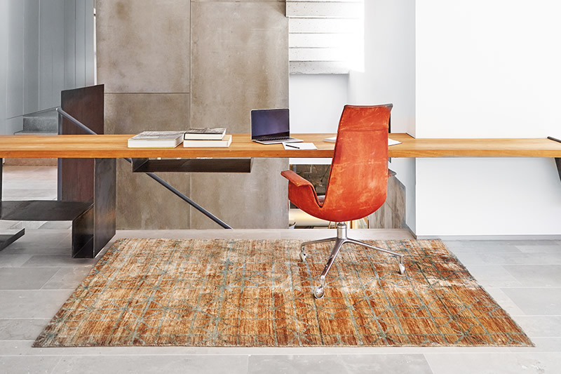 现代风格咖色几何图案地毯贴图-高端定制