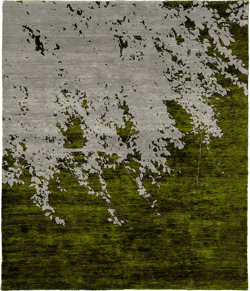 现代风格灰绿色枝叶图案地毯贴图
