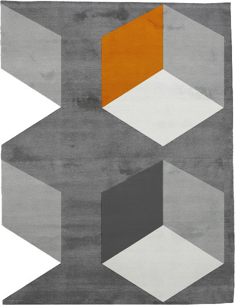 现代风格灰色简单几何格子图案地毯贴图-2