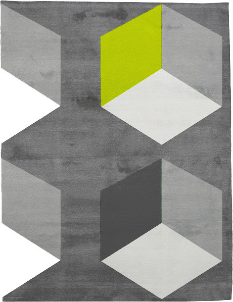 现代风格灰色简单几何格子图案地毯贴图-3