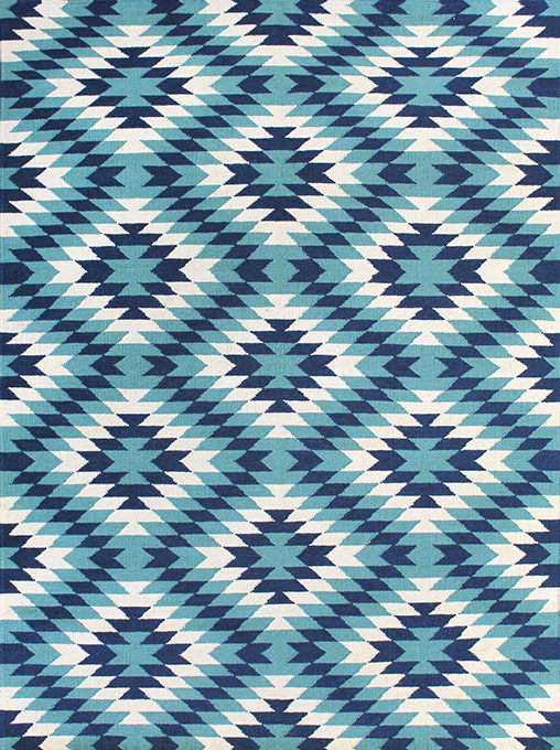 现代风格白几蓝色何棱形图案地毯贴图