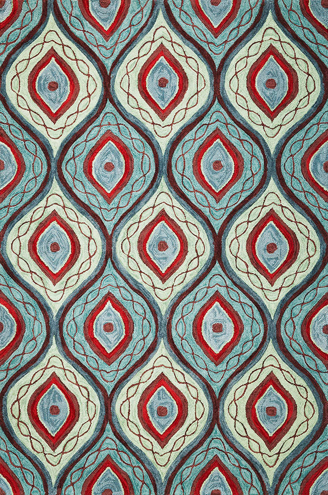 现代风格红蓝色几何图案地毯贴图