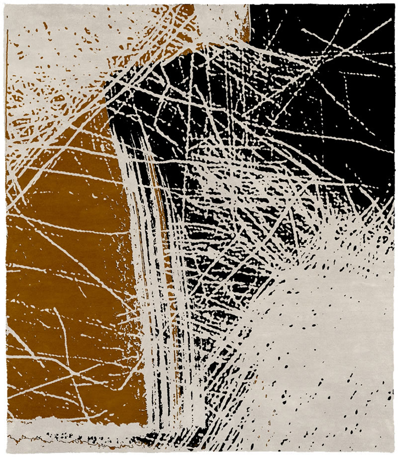现代风格黑白橘色抽象图案地毯贴图
