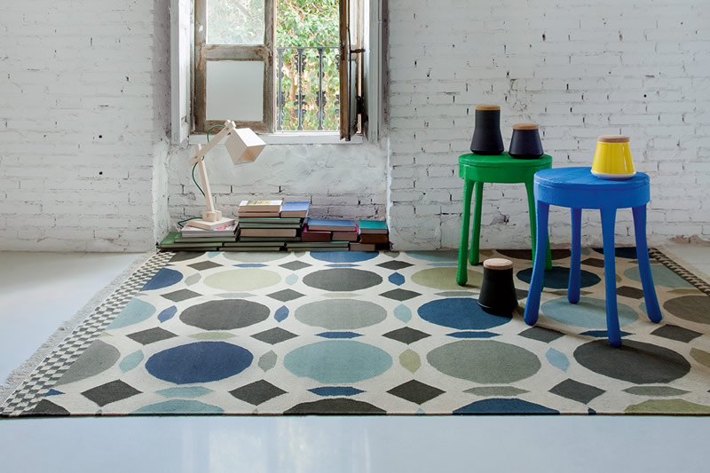 现代风格简单几何圆形图案地毯贴图