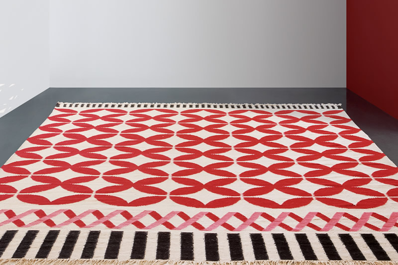 现代风格简单红白几何图案地毯贴图