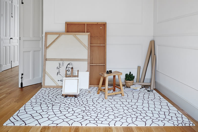 现代风格白灰几何抽象图案地毯贴图
