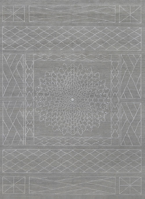 新中式简单灰蓝色花纹图案地毯贴图