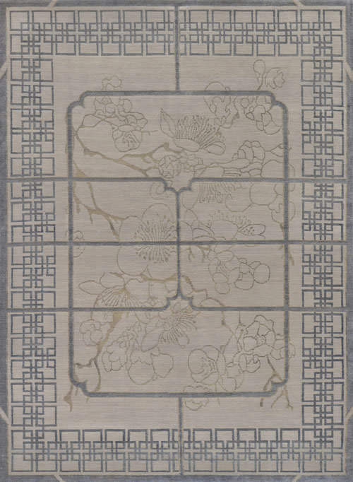 新中式墨色花纹图案地毯贴图