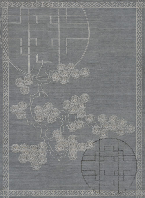 新中式古典灰色花纹图案地毯贴图