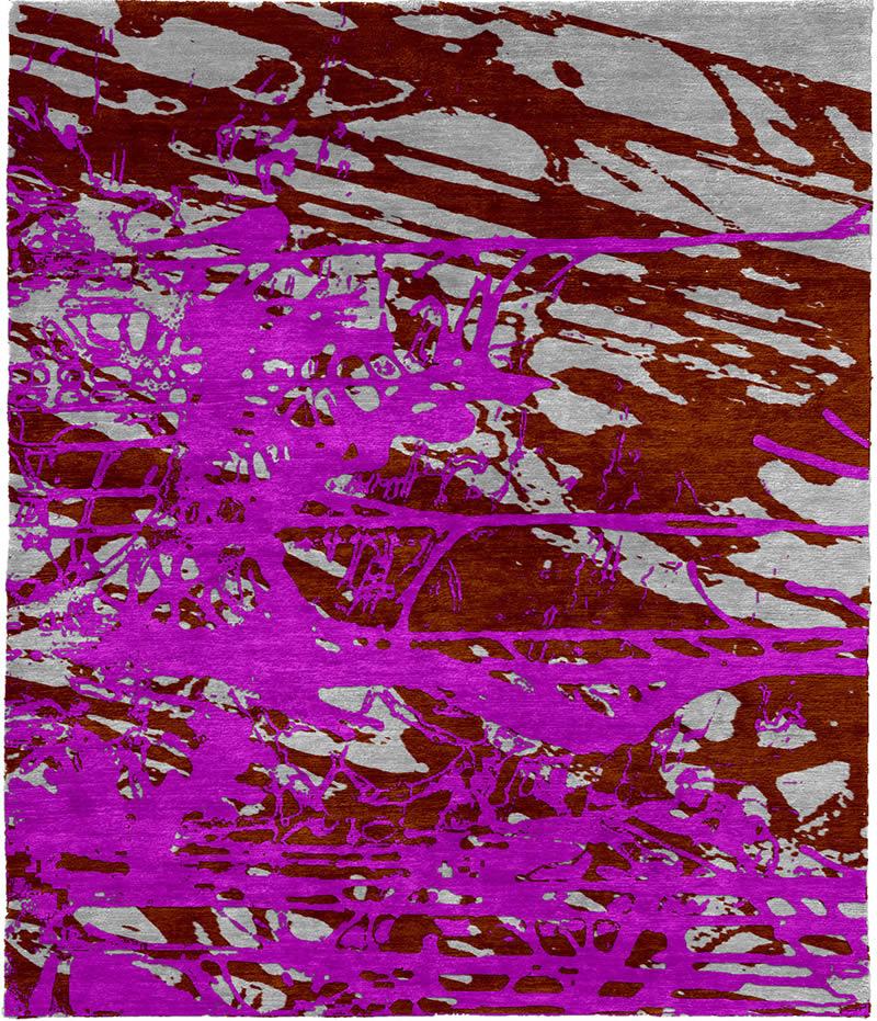 现代风格红粉色抽象图案地毯贴图-高端定制