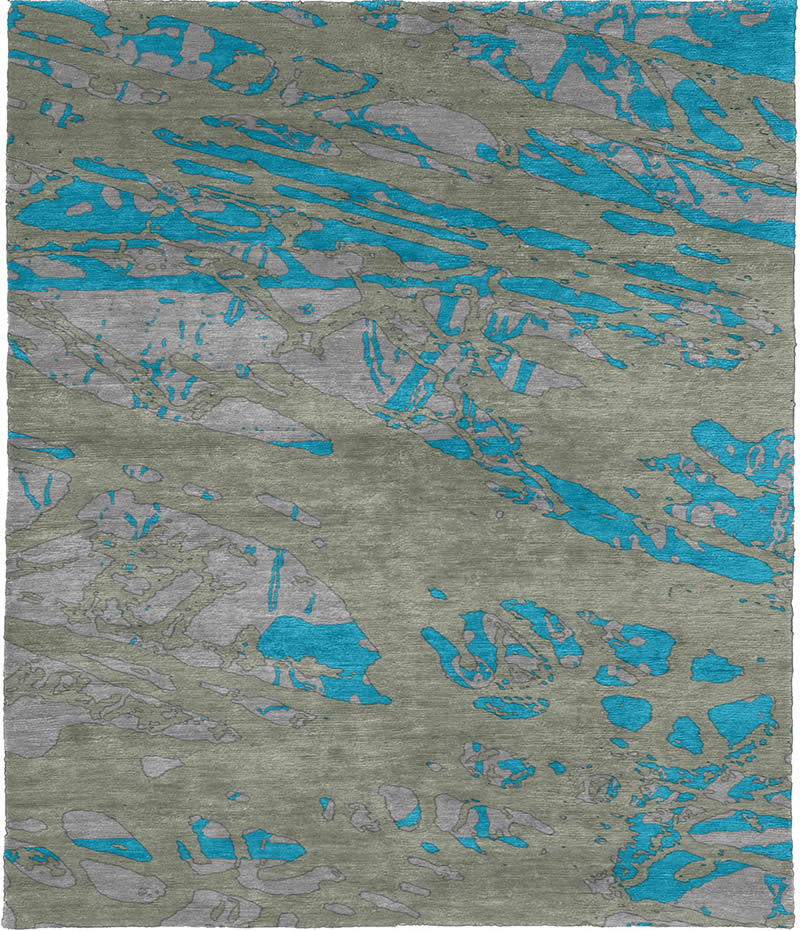 现代风格浅灰青色抽象图案地毯贴图-高端定