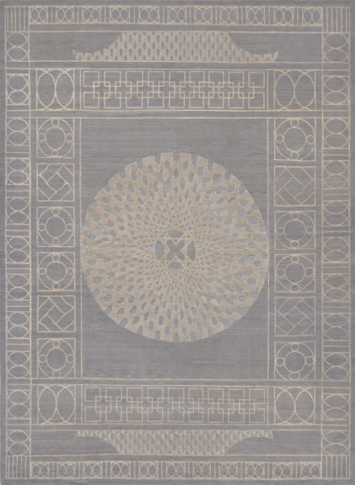 新中式灰咖色几何图案地毯贴图