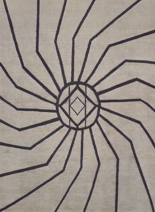 新中式风格简单黑色几何图案地毯贴图