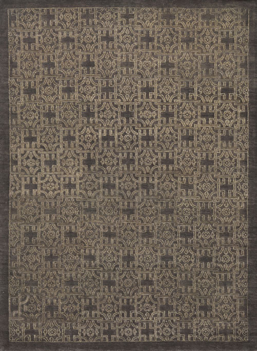 新中式深灰色简单花纹图案地毯贴图
