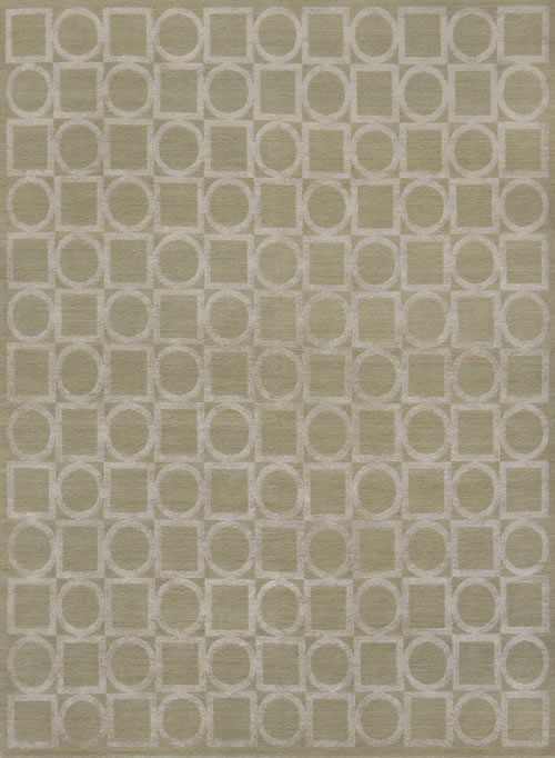 新中式浅咖色几何正方形圆圈图案地毯贴图