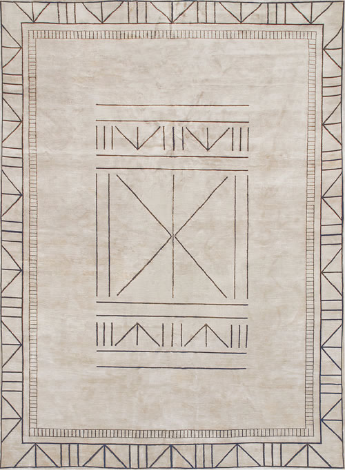 新中式浅灰咖色简单几何图案地毯贴图-3