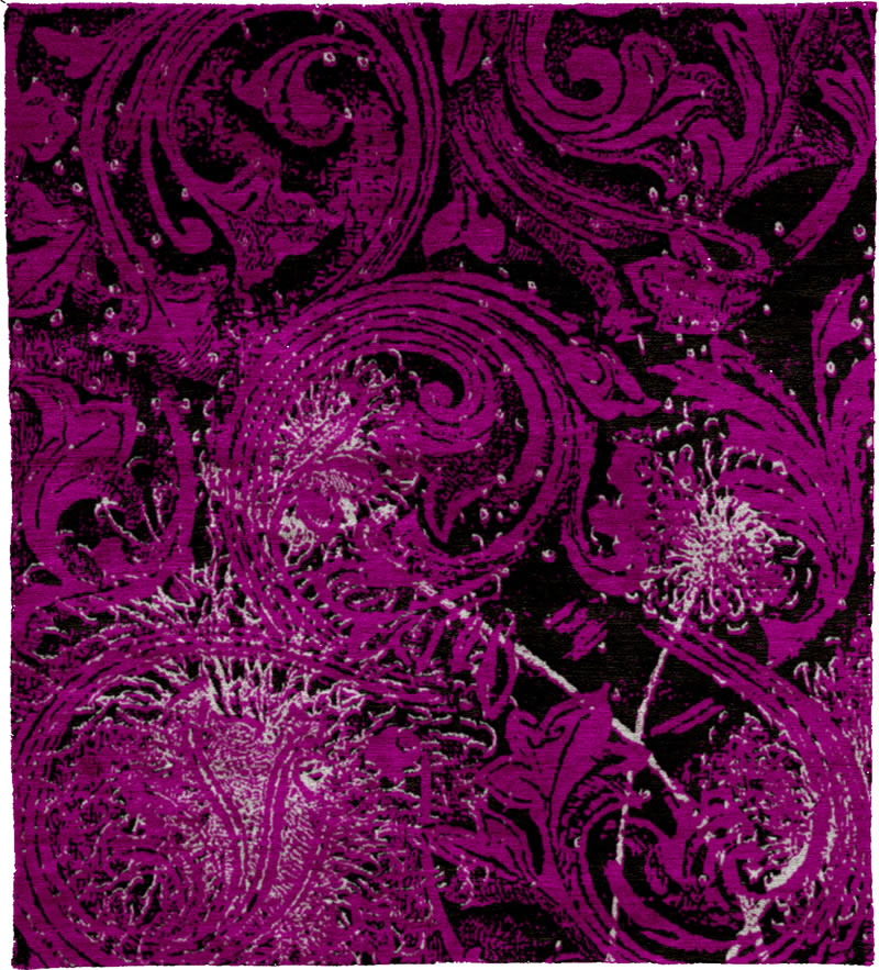现代风格黑紫红色花纹图案地毯贴图-高端定