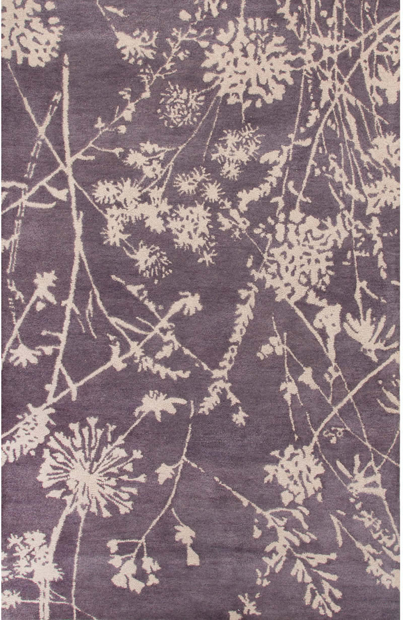 现代风格灰紫色植物图案地毯贴图
