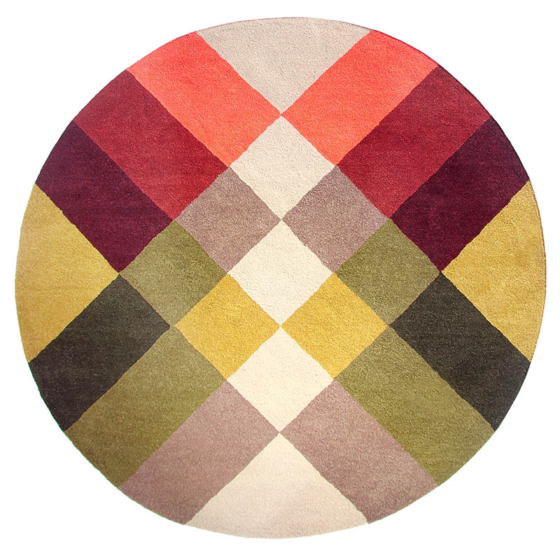 现代美式风格圆形几何彩色图案地毯贴图