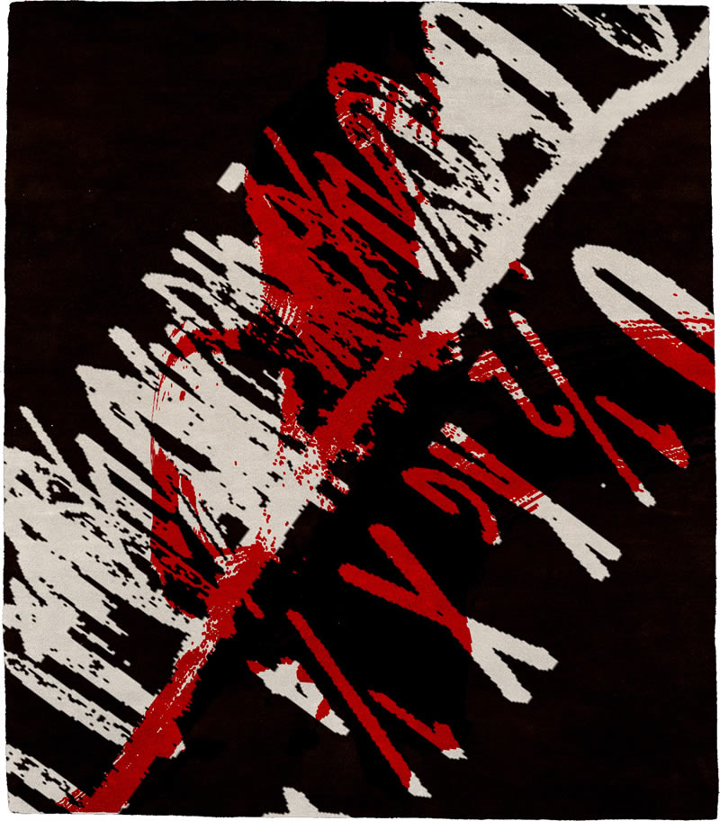 现代风格黑白红色字母图案地毯贴图-高端定