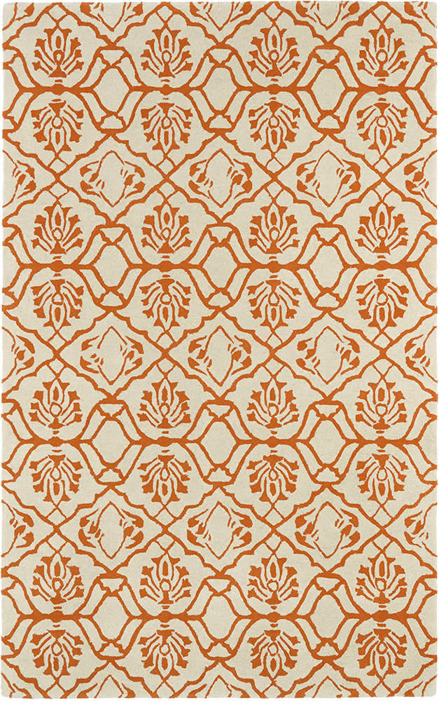 现代美式风格简单橘色花纹图案地毯贴图