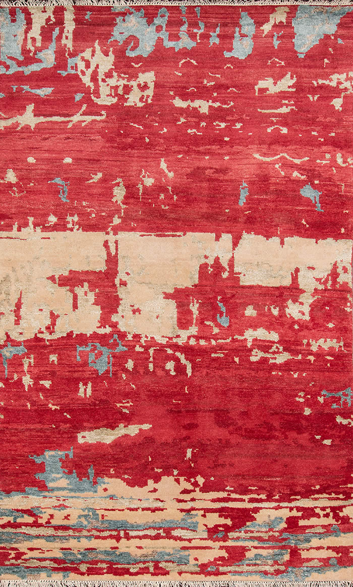 现代风格红色抽象图案地毯贴图-高端定制