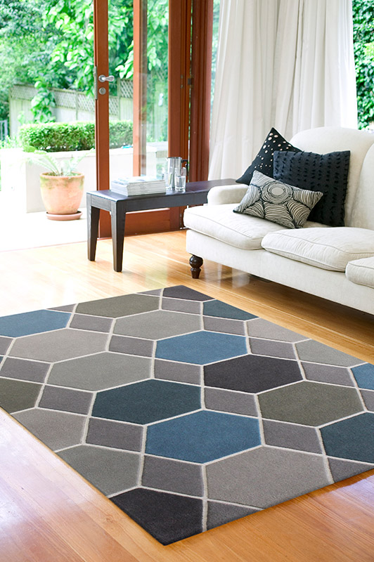 现代风格灰色六角几何图案地毯贴图