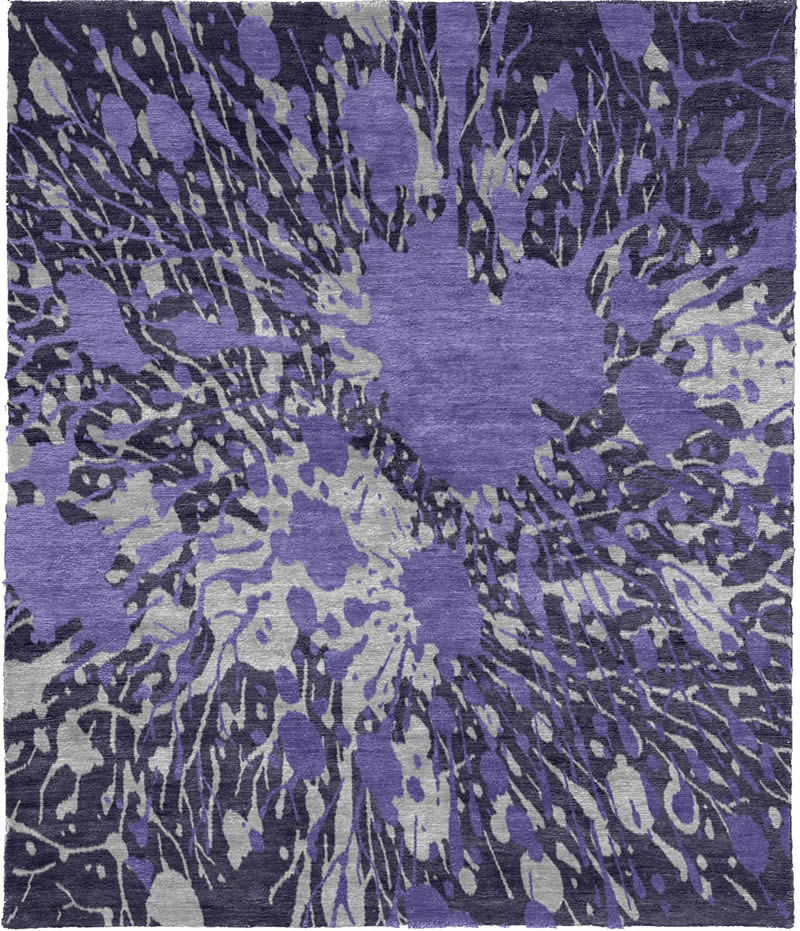 现代风格紫黑色抽象图案地毯贴图-高端定制