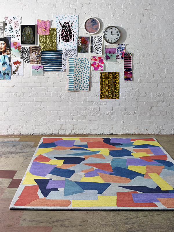 现代简约彩色几何抽象图案地毯贴图