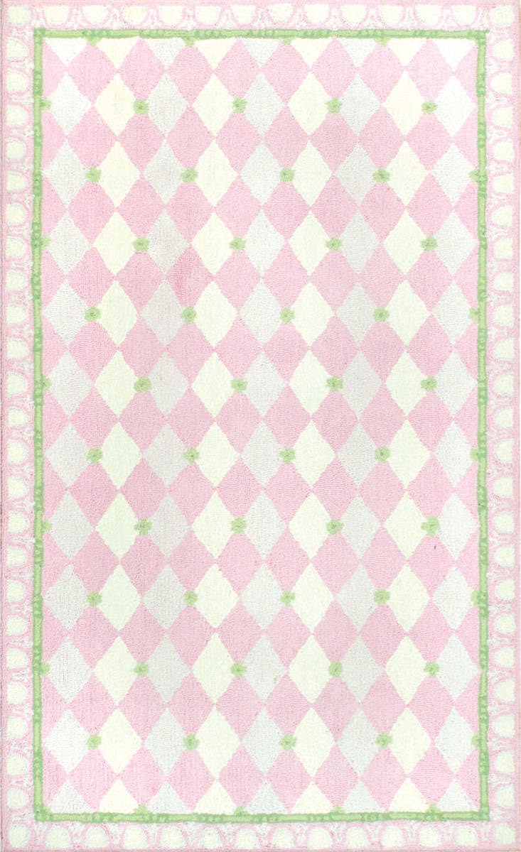 现代风格粉白色几何图案儿童地毯贴图