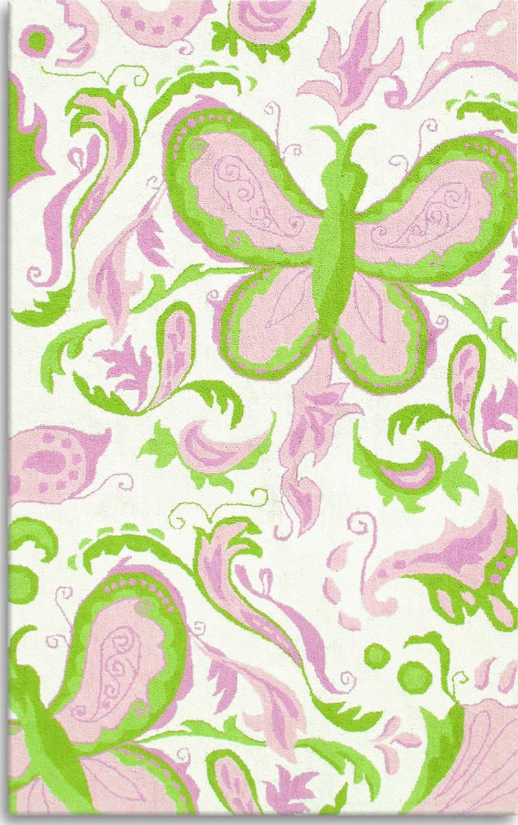 现代风格粉绿色蝴蝶图案儿童地毯贴图