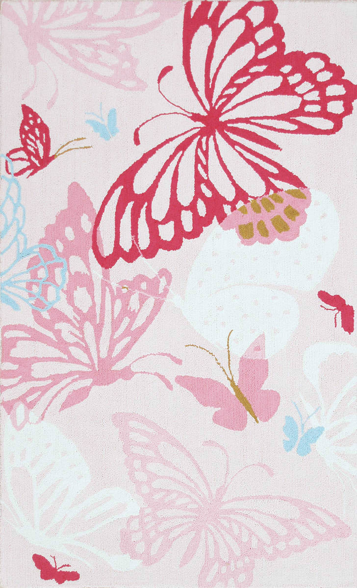 现代风格粉红色蝴蝶图案儿童地毯贴图