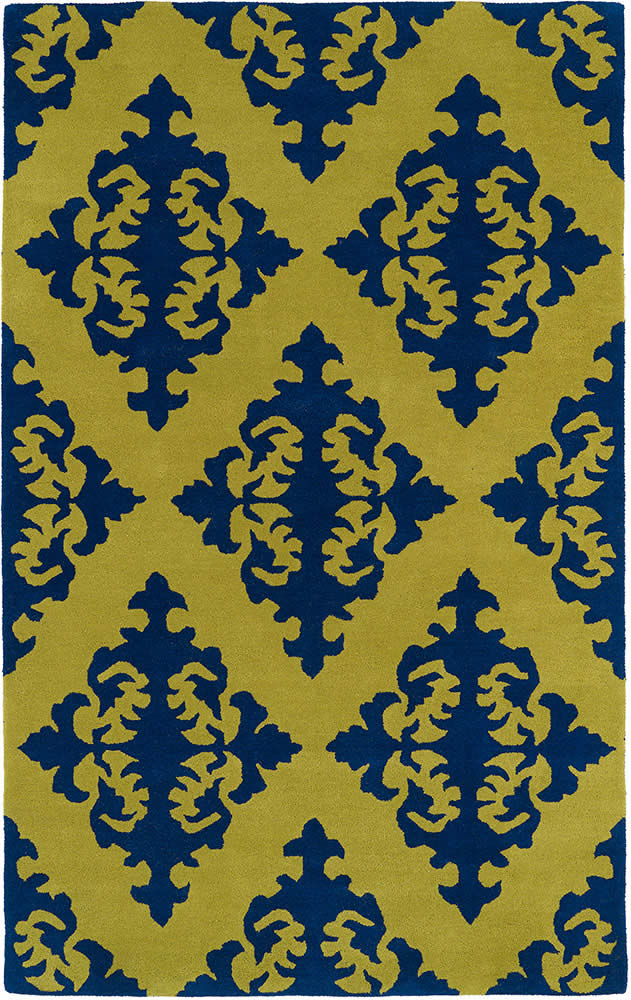 现代美式蓝黄色花纹图案地毯贴图