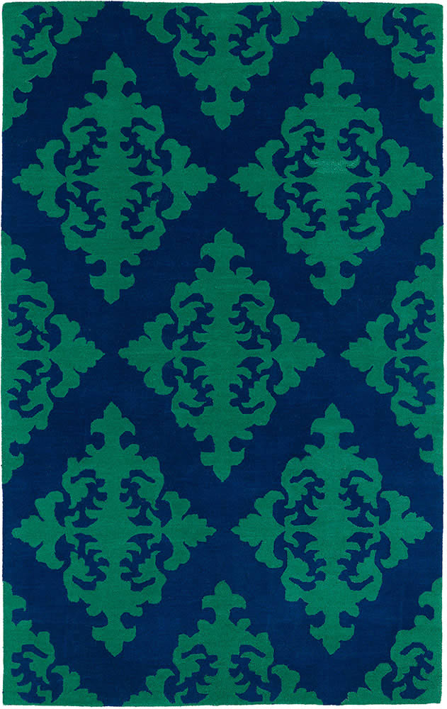 现代美式绿蓝色花纹图案地毯贴图