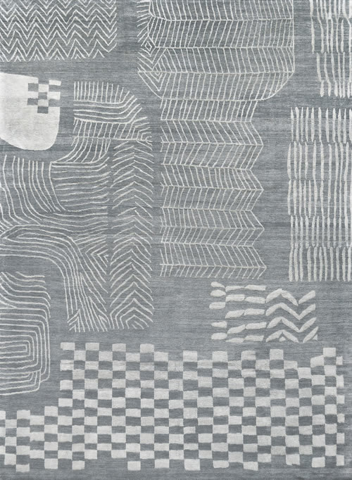 现代风格蓝灰色白色几何图案地毯贴图