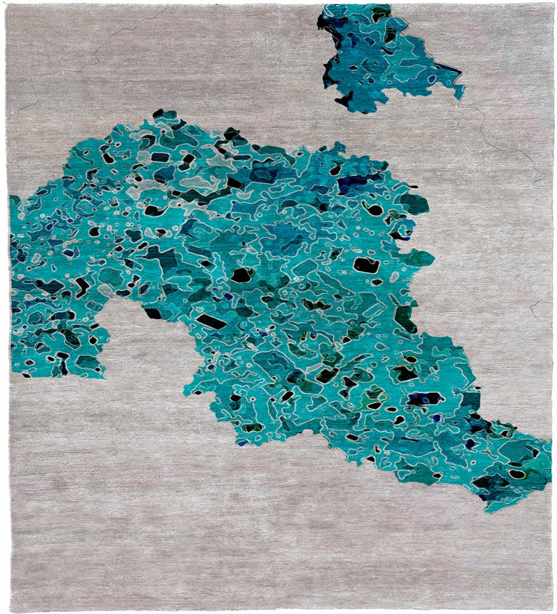 新中式青色抽象图案地毯贴图