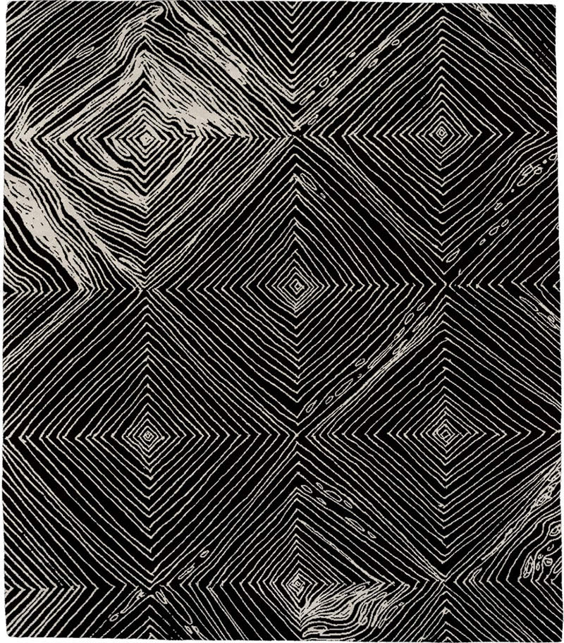 现代风格黑白几何图案地毯贴图-高端定制
