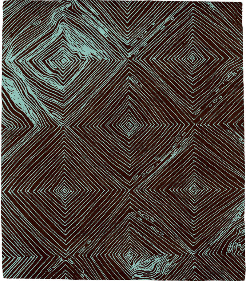 现代风格蓝青咖色几何图案地毯贴图-高端定